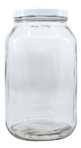 GIGANTE DO ABC Pote de Vidro 3 Litros, Tampa de Metal, Cilindrico, Branco, Resistente a Vazamentos