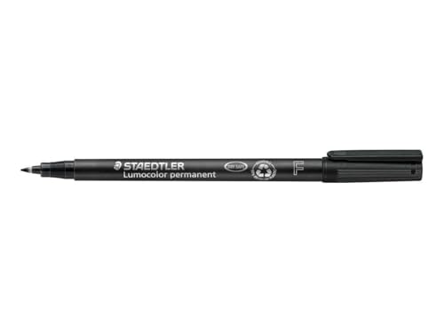 STAEDTLER Lumocolor Fine Permanent Marker Pens - Waterproof Smudge Resistant Quick Dry CD DVD OHP - Black - Pack of 3