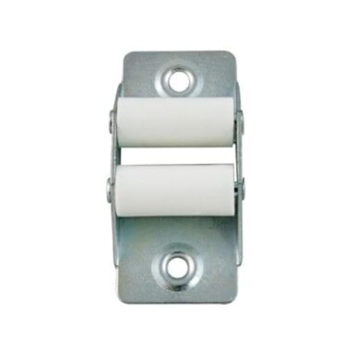 IdeaGenesis - Pack 2 Pasacintas Metálicos con Rodillos de Nylon en blanco para Recogedor de Persiana Enrollable. Guía de Correa para Cintas de 22mm para persianas Standard Maxi. (Metálico, Cinta 22mm)
