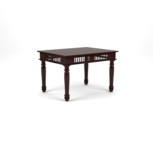 Image of Solid Sheesham Wood Traditional Dining Table 4 Seater Wooden Four Seater Dinning Table with 4 Chairs for Home Chairs with Cushion Dining Room Sets for Restaurants (Walnut Finish)