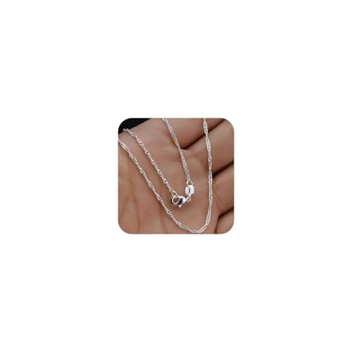 16-30 Inches 925 Sterling Silver Ripple Chain Necklace, Delicate Pendant