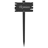 Bütic GmbH Acrylglas Pflanzschilder Holzbrettoptik grau transparent + Wunschname Kräuterschilder, Gartenschilder - wetterfest, Pflanzenname:Thymian