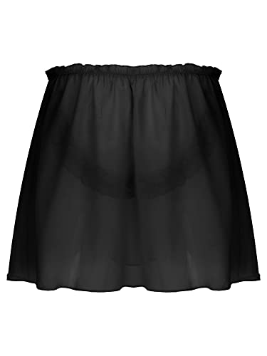 easyforever Men's Sissy Crossdresser Skirts Sheer Mesh Chiffon Ruffled See Through Dress Panties Costume (Black Type A, 3X-Large) - Image 3