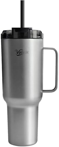 Insulated 40 oz Tumbler with Handle and Straw,Stainless Steel Water Bottles with Lid,To Go Double Wall Hot and Cold Tumbler(SILVER)