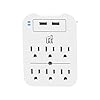 LAX Gadgets 6 Wall Outlet Surge Protector – Perfect Multi-Plug Extender for Home, School, & Office | Fast & Smart Charging with Dual USB Charging Ports – White (SUR6PWH)