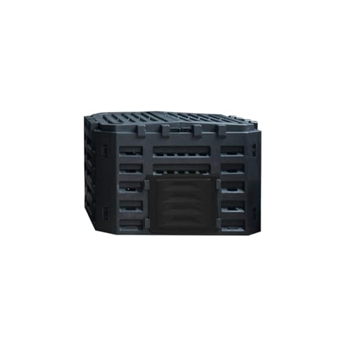 HSHBGS Compostiera da Giardino per Esterni, Compostera in plastica con Coperchio Ribaltabile, Compostiera Domestica per Giardino, Compostiera Termica da 300L per Terra, Erba e rifiuti(Black,180L)