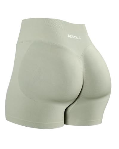 Image of AUROLA Influence Workout Shorts for Women,2.5 3.5 4.5 5.5 6.5 No Roll Up Squat Proof Scrunch Seamless Compression Gym Short