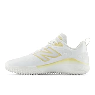 New Balance Women's Fresh Foam Velo V4 Turf-Trainer Softball Shoe, White/Team Gold, 8