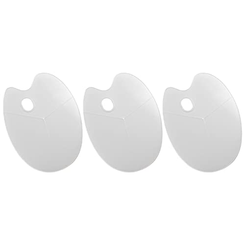 DOITOOL 3Pcs Oval Water Color Mixer Plate Ergonomic Design for Easy Grip Lightweight and Stain Resistant for Oil Painting