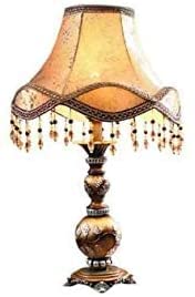 Lampe de bureau salon vintage avec abat-jour en tissu dentelle rétro