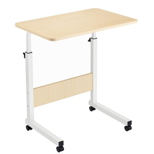 Acomoda Textil - Mesa Escritorio con Ruedas para Estudiar y Trabajar. Mesa Auxiliar Ajustable Multiusos para Dormitorio, Salón y Cocina 40x60x65-89 cm (Blanco)