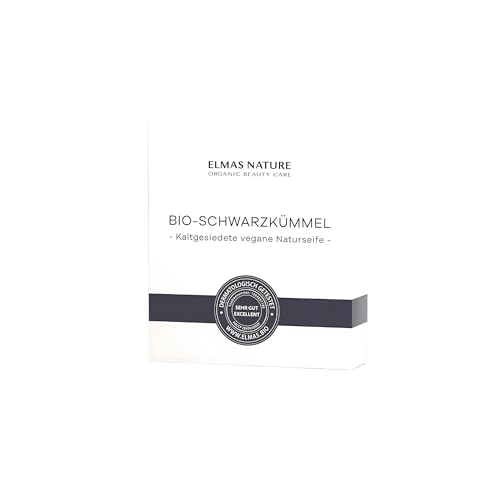 Jabón de aceite de comino negro orgánico – Jabón natural hecho a mano con carbón activado – vegano, sin perfume, para todo tipo de piel, con tratamiento en frío, 100 g, fabricado en Alemania