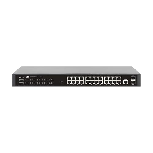 Image of Eaton Tripp Lite Series 24-Port Gigabit Managed PoE+ Switch with 2 SFP Ports, Easy Smart Web‑Managed Layer 2 Ethernet Splitter, 370W, 1 Gbps, 1U Rack Mount or Desktop, 3‑Year Warranty (NGS24C2POE-1)