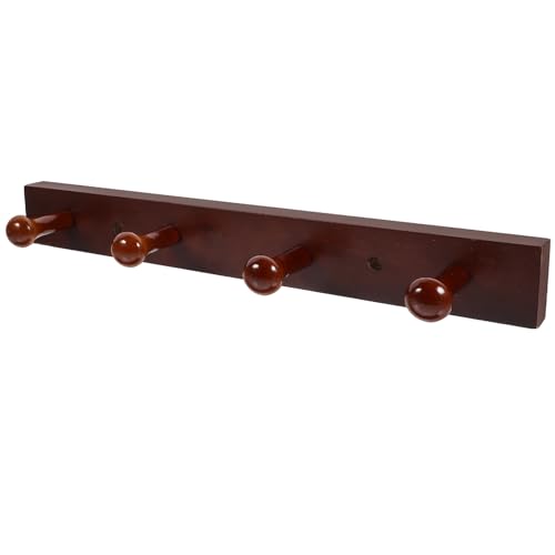 GAROZATION Gancho de Pared de Madera Marrón 4 Ganchos para Sombreros y Bufandas, Perchero sin Diseño Rústico y Funcional para Baño y