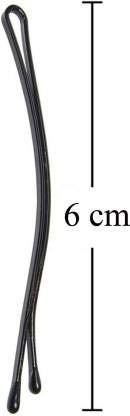 Rubela Women's Sonpal Black Hair Pins for Daily Use - 6cm - Pack of 6 pins