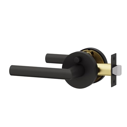 Okun Stark Matte Black Privacy Door Levers with Push Lock