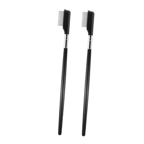 FRCOLOR Professional Eyelash Separator Comb Set 2pcs Metal Lash Brushes for Women Straight Handle Beauty Supply