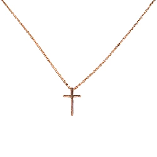 Rose Gold Tiny Cross Necklace, Dainty 