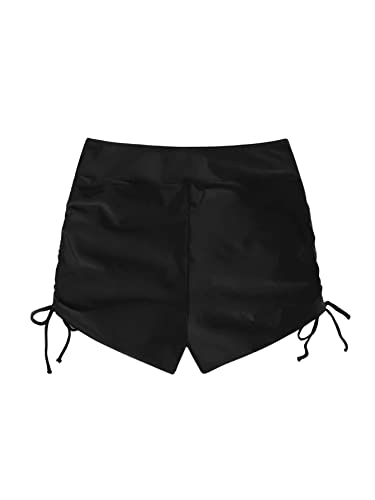 Floerns Women's Plus Size Solid Swim Shorts Drawstring Side Swimsuit Bottoms Black 3Xl #TOP24
