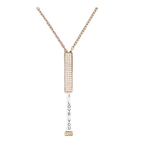 SHINROAD Collier d'amour à Travers Les Bijoux, avec Message caché, Collier Coulissant, Pendentif Romantique I Love Or Rose
