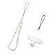 MORSUNBELA Handykette Perlen Weiß Handyanhänger Kurz Lanyard Handyschmuck Handyband Handschlaufe Handgelenk Universal