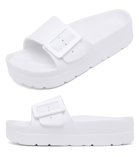 Image of Haifago Women's Platform Sandals with Arch Support, Summer Beach Slides Adjustable Buckle Comfortable Lightweight EVA Slip on Slide