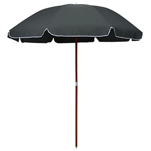 Parasol avec mât en acier 240 cm anthracite fini les zones sans ombre