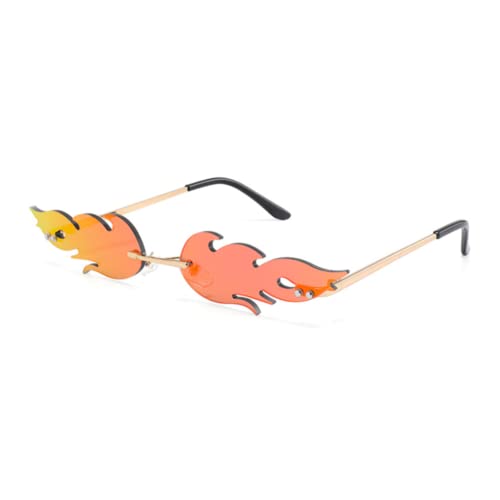 ENTHYI Polygon Flame Sunglasses for Women Frameless Party Colorful Punk Eyewear Cosplay Glasses Men