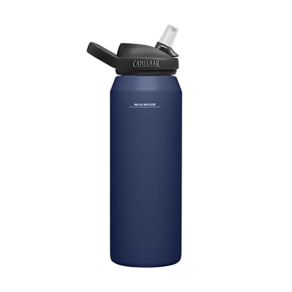 CamelBak Eddy+ Bite Valve Stainless Steel Water Bottle with Water Filter by LifeStraw Navy, 32oz - Image 5