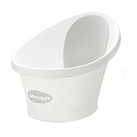 Shnuggle Newborn Baby Bath | Built in Support Bump and Soft Backrest | Suitable from Newborn | Bath Seat Support Includes Plug | White with Grey backrest