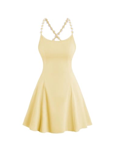Image of WDIRARA Women's Criss Cross Backless Sleeveless Mini Cami Dress Flared A Line Dresses