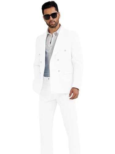 High-End Suits Men's Striped Seersucker Suits 2 Piece Slim Fit Wedding Double Breasted Tuxedo Summer Beach Suits Sets3