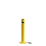 Trafford Industrial Yellow Powder Coated Steel Bollards, 42in x 4.5in., Secure, Versatile, and Durable Access Control Solution, Hardware Included