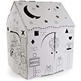 Easy Playhouse Holiday Cottage - Kids Art & Craft for Indoor Fun, Color, Draw, Doodle on a Festive North Pole House - Decorate & Personalize a Cardboard Fort, 32" X 26.5" X 40.5" - Made in USA, Age 3+