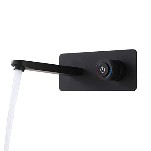 WOTZOV Grifo de baño Negro, Grifo Mezclador de Lavabo de latón, Grifo Monomando para Lavabo, Grifo de Lavabo de Pared