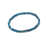 Miracles Minéraux Bracelet perle ronde 4 mm fin et discret, pierre naturelle, création artisanale française, plus de 60 choix (Apatite bleu 4 mm)