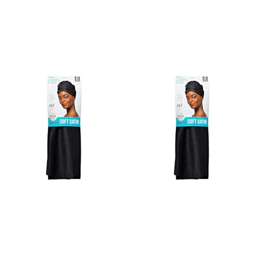 KISS COLORS & CARE Soft Satin Wrap Scarf – Black, Long Lasting, Multi-Purpose, Soft Premium Scarf For Minimizing Frizz, Preventing Breakage & Securing Hair Styles, Wigs & Weaves For All Hair Styles