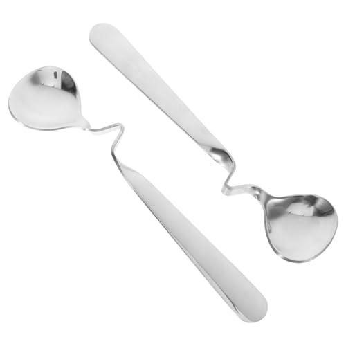 COLLBATH Stainless Steel Honey Spoons 2pcs Honey Teaspoons Curved Handles for Coffee Bar Tea Accessories