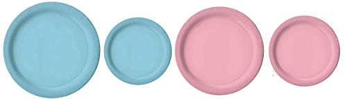 100 Count Light Blue and Light Pink Paper Plates | 50 ~ 9  Dinner Paper Plates | 50 ~ 7  Dessert Paper Plates office parties, birthday parties, festivals, Gender Reveal Party Theme