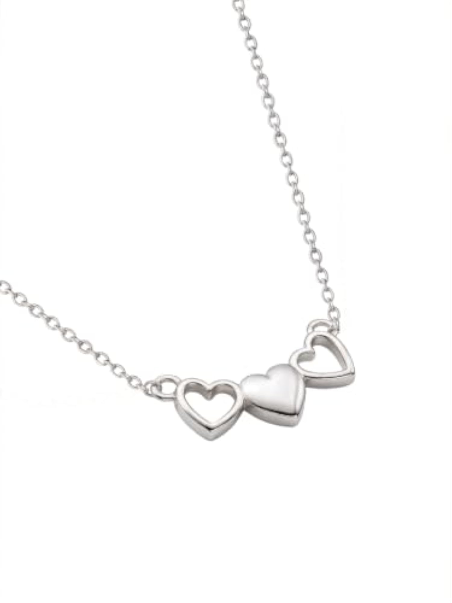 Women's Gold Tone Triple Heart Pendant Necklace, Delicate Charm