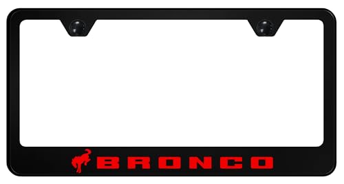 Au-TOMOTIVE GOLD INC. Officially Licensed UV Print Logo on Polycarbonate License Plate Frame for Ford Bronco (Red on Black)
