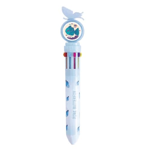 Stylo à bille rétractable multicolore avec dessin au trait poissons de mer