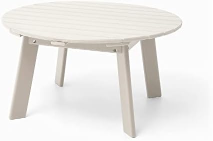 Elm Plus All- Weather Outdoor Round HDPE Adirondack Patio Side Coffee Table, 36" D, White