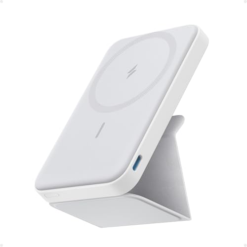 Anker Power Bank Magsafe 5000 mAh con Magsafe 622 Magnetico Senza Fili (MagGo), Powerbank Magnetico Pieghevole con USB-C per iPhone 17 Pro Max/Serie 16-12(Bianco)