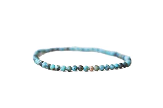 Bracelet de luxe turquoise africaine 3mm et perles lisses LKBEADS