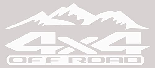 Image of 2 x White 4x4 Off Road Mountains Bedside Vinyl Decals Fits New Dodge Ram 1500 2500 3500 Power Wagon