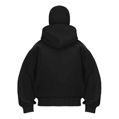 Balaclava Hoodie Jacket Zip Up Fashion Double Layer Hooded Sweatshirt Outerwear Jacket Y2K Sweatshirt for Men 2025 ﻿2
