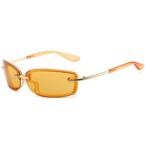 Lunettes de soleil UV400 à miroir orange style rétro géométrique