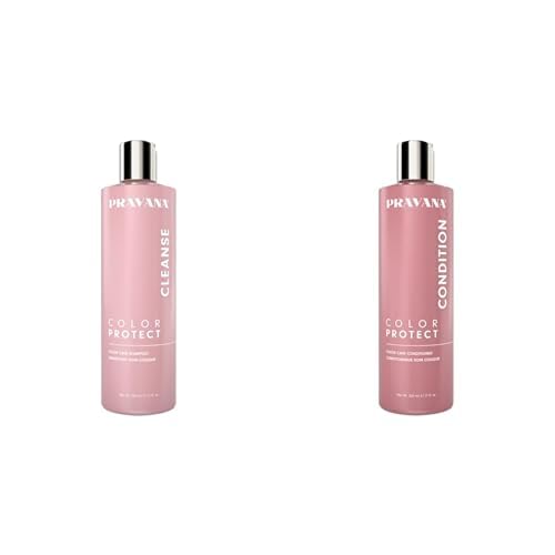 PRAVANAColor Protect Color Care Shampoo and Conditioner Set | Maintains Vibrant Color & Prevents Fading | For Color-Treated Hair | Enriched to Improve Manageability & Strength | 11 Fl Oz