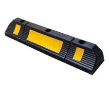 Image of LADWA Rubber Parking Stopper for Garage Floor with White Reflective Tape Block Car Wheels as Parking Aid and Stops The Tires (600 mm, Black) Pack of 10